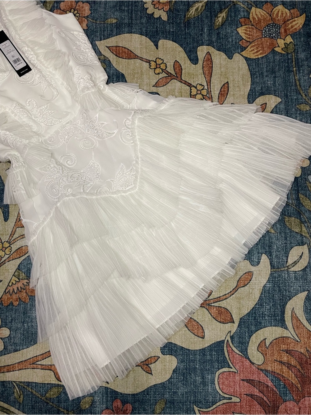 BCBG White Ruffle & Lace Mini Dress - Picture 2 of 6